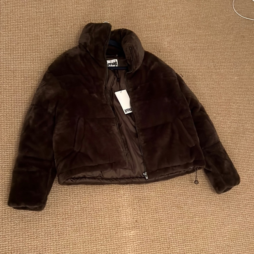 Apparis fluffy green jacket